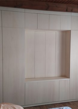 Dressing bibliothèque contreplaqué peuplier avec banquette