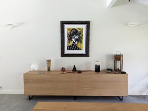 Buffet en chêne massif et piètements métalliques noirs en U